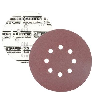 Kit 100 Disco de Lixa Velcro Vermelho Ferro 8 Furos 180mm Grão 120 - Starfer