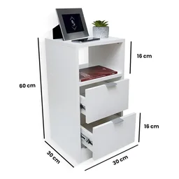 Mesa de Cabeceira Branca 2 Gavetas e 1 Nicho Mesinha para Quarto Lateral da Cama Estilo Cômoda - 2