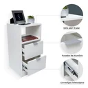 Ver imagem 3 de Mesa de Cabeceira Branca 2 Gavetas e 1 Nicho Mesinha para Quarto Lateral da Cama Estilo Cômoda