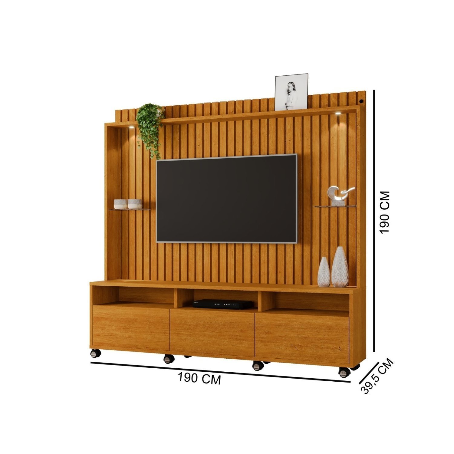 Estante Home para Tvs de até 60 Polegadas com 3 Gavetas Absoluto Ripado - 3