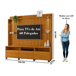 Estante Home para Tvs de até 60 Polegadas com 3 Gavetas Absoluto Ripado - 4