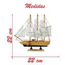 Ver imagem 2 de Miniatura Barco Navio de Madeira Veleiro Decorativo ? 22cm