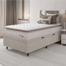 Cama Box Baú Colchão Solteiro Molas Ensacadas City Pillow Top 88x188x64cm Branco / Bege Hellen - 1