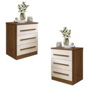 Ver imagem 1 de Conjunto 2 Mesas de Cabeceira Império Quarto com 3 Gavetas Cinamomo/off White