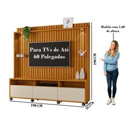 Estante Home para Tvs de até 60 Polegadas com 3 Gavetas Absoluto Ripado - 5