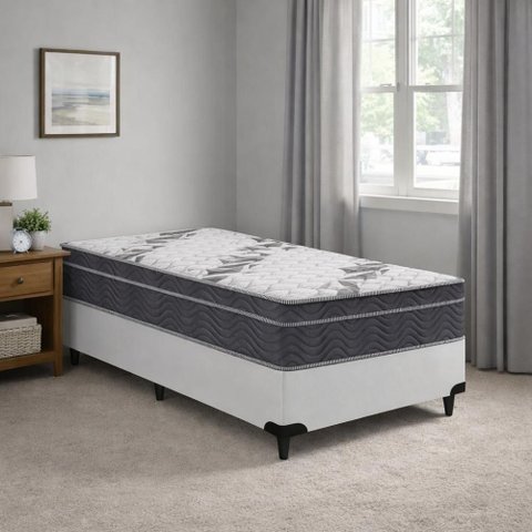 Cama Box com Colchão Solteiro Airtech 100 D33 Solt Espuma D33 Branco Ortobom