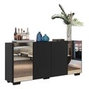 Ver imagem 1 de Aparador Buffet 4 Portas Com Espelho E Pés Quadrados Vegas V3563 Preto Preto