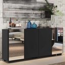 Ver imagem 7 de Aparador Buffet 4 Portas Com Espelho E Pés Quadrados Vegas V3563 Preto Preto