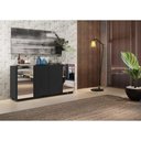 Ver imagem 2 de Aparador Buffet 4 Portas Com Espelho E Pés Quadrados Vegas V3563 Preto Preto