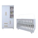 Ver imagem 2 de Quarto de Bebê Guarda Roupa 3 Portas e Berço Mini Cama 100% MDF Nina