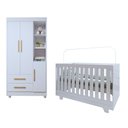 Ver imagem 2 de Quarto de Bebê Guarda Roupa 3 Portas e Berço Mini Cama 100% MDF Nina 