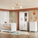 Ver imagem 1 de Quarto de Bebê Cômoda Berço e Guarda Roupa com Colchão Nina