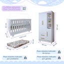 Ver imagem 3 de Quarto de Bebê Guarda Roupa 3 Portas e Berço Mini Cama 100% MDF com Colchão Nina
