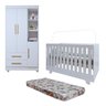 Quarto de Bebê Guarda Roupa 3 Portas e Berço Mini Cama 100% MDF com Colchão Nina  - 2