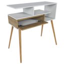 Ver imagem 4 de Aparador Buffet com Porta e Nichos para Sala Pés Palito Retro Branco/Freijó