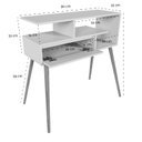 Ver imagem 3 de Aparador Buffet com Porta e Nichos para Sala Pés Palito Retro Branco/Freijó