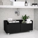 Ver imagem 1 de Balcão Gabinete de Banheiro com Rodízio Preto Minimalista 60cm