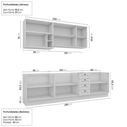 Cozinha Modulada 6 Peças sem Tampo 3 Aéreos 3 Balcões Arizona CabeCasa MadeiraMadeira - 4