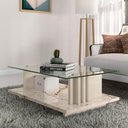 Ver imagem 5 de Mesa de Centro para Sala Frizz Tampo Vidro Calacata Off White Madetec