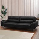 Ver imagem 1 de Sofá Decorativo Ashton 3 Lugares Sala de Estar 236cm Pés em Aço Couro Preto G88 - Gran Belo