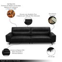 Ver imagem 4 de Sofá Decorativo Ashton 3 Lugares Sala de Estar 236cm Pés em Aço Couro Preto G88 - Gran Belo