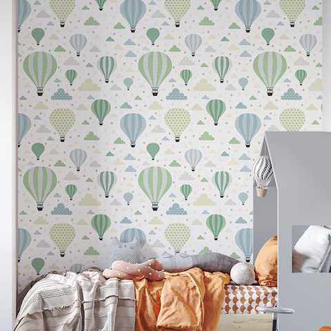 Papel de Parede Adesivo Infantil Balão Verde - 2,8m