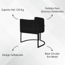 Ver imagem 3 de Poltrona Decorativa Recepção Luna Tecido Sintético Cores Base de Ferro Preta