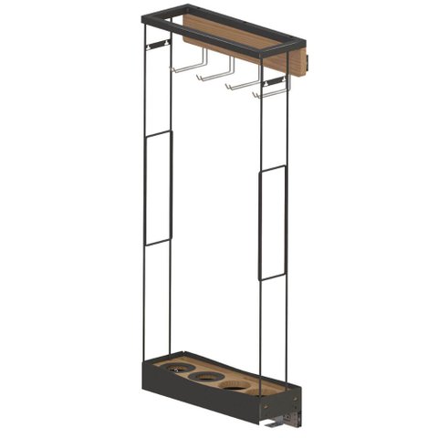 Porta Espetos para Churrasco Steel em Chapa de Aço e Madeira com Porta Condimentos