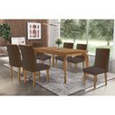 Ver imagem 1 de Conjunto: Mesa de Cozinha Londrina C/ Tampo Madeirado Canto Curvo 180x90cm e 6 Cadeiras Dakota