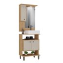 Ver imagem 3 de Conjunto para Banheiro Berlin 60cm com Gabinete Cuba Espelheira LED C00D600-C112 Marrom/Cinza -