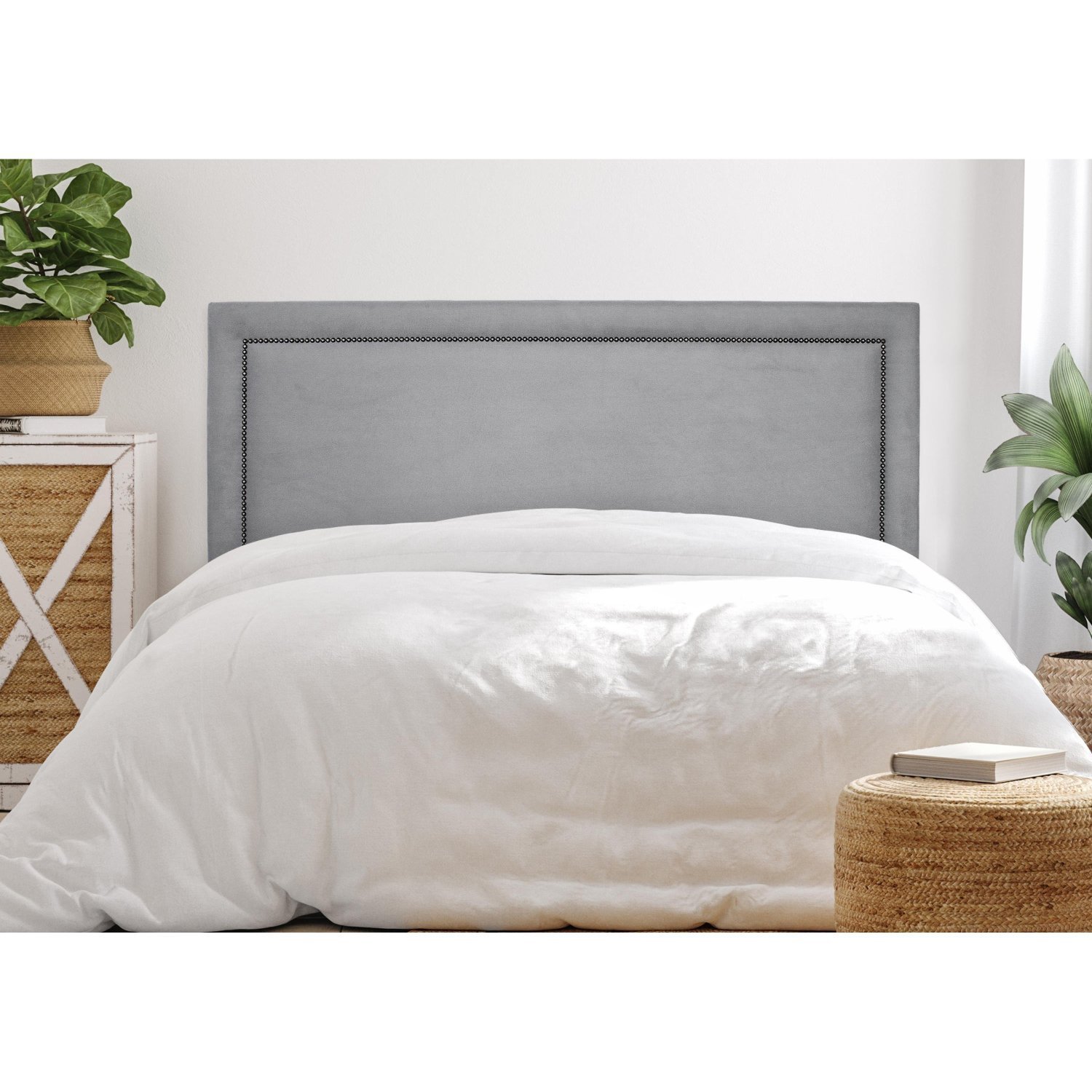 Cabeceira Casal Estofada para Cama Box Reta Luxo com Tachas 140x60cm - 1