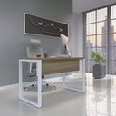 Ver imagem 1 de Escrivaninha Mesa Escritório X 150cm Industrial Noce Naturalle e Branco Marrom/Marromle