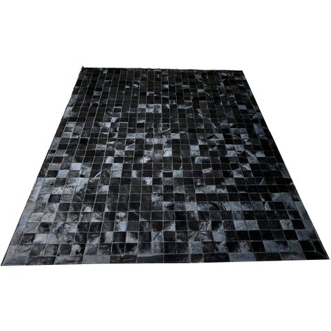 Tapete de couro preto tingido 1,70x2,20 com borda