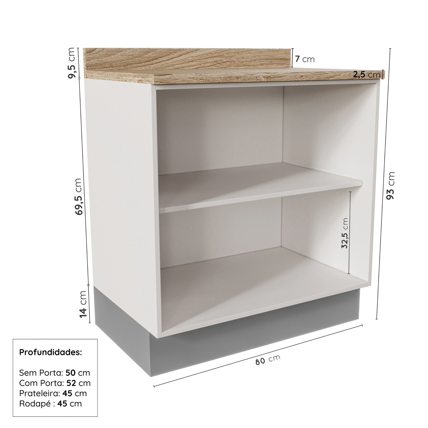 Cozinha Modulada 6 Peças com Tampo 3 Aéreos 3 Balcões Arizona CabeCasa MadeiraMadeira - 13