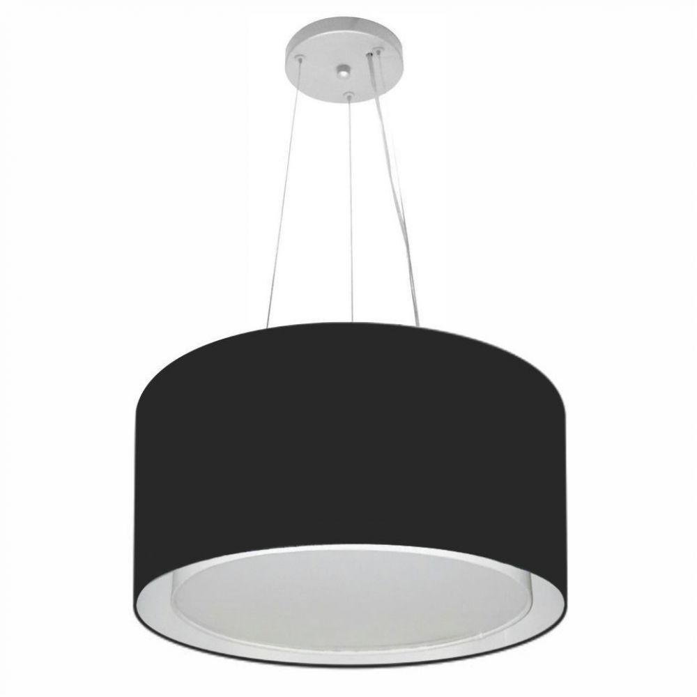 Lustre Pendente Cilíndrico Duplo 40x25cm Preto Bivolt - 1