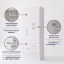 Ver imagem 4 de Guarda-Roupa Solteiro 3 Portas 2 Gavetas Branco Nobre