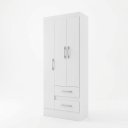 Ver imagem 2 de Guarda-Roupa Solteiro 3 Portas 2 Gavetas Branco Nobre