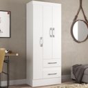 Ver imagem 6 de Guarda-Roupa Solteiro 3 Portas 2 Gavetas Branco Nobre
