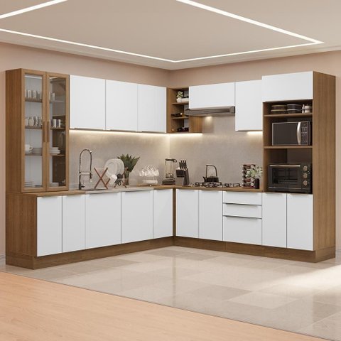 Armário de Cozinha Completa 566cm Veludo Lux Madesa 01 Rustic/branco Veludo
