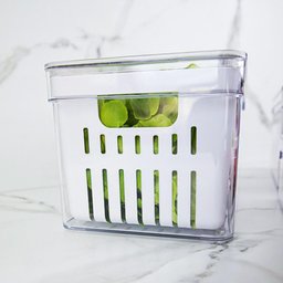 Organizador de Geladeira com Escorredor Interno 5l Caixa Plástica para Legumes Saladas Clear Fresh - 4