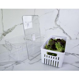 Organizador de Geladeira com Escorredor Interno 5l Caixa Plástica para Legumes Saladas Clear Fresh - 5