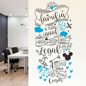Adesivo de parede Frase Familia Tudo Igual-Grande 160x75cm