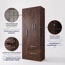 Ver imagem 4 de Guarda-Roupa Solteiro 3 Portas 2 Gavetas Cacau Nobre