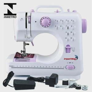 Máquina de Costura Bivolt + Pedal Portátil - 12 Pontos