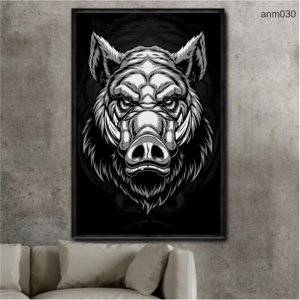 Quadro Decorativo - Javali Pb Anm030 Tela Canvas - 60x40cm