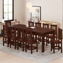 Ver imagem 1 de Mesa de Jantar Safira 220x88 com 10 Cadeiras Diamante Estofado Marrom:castanho