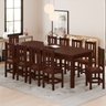 Mesa de Jantar Safira 220x88 com 10 Cadeiras Diamante Estofado Marrom:castanho - 1