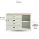 Ver imagem 5 de Cômoda Topázio 4 Gavetas e 1 Porta Madeira Maciça Metal Branco e Freijó