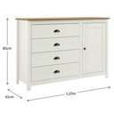 Ver imagem 2 de Cômoda Topázio 4 Gavetas e 1 Porta Madeira Maciça Metal Branco e Freijó