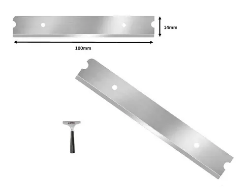 Lâmina para Raspador Inox 10cm para Vidro Vinil Adesivo Cola Fitas - Kit 10 Unidades 14cm X 0,38mm / - 3